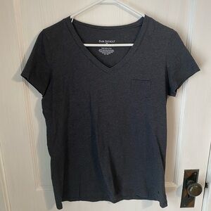 Fair Indigo- Dark gray v-neck pocket T-shirt